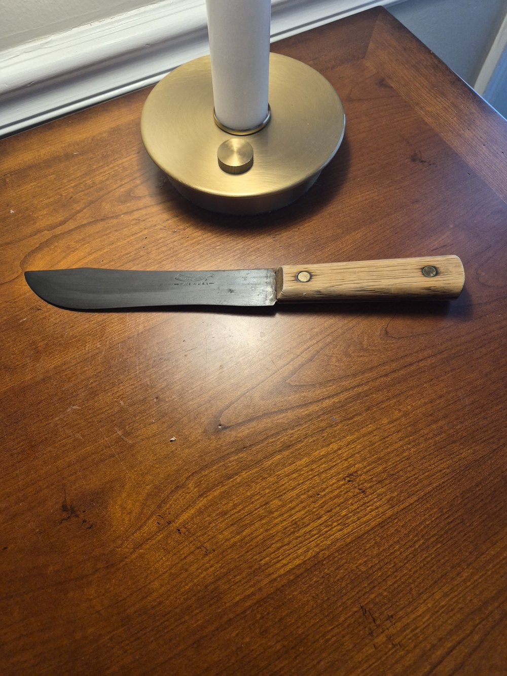 Vintage Ontario Knife 7in Tru-Edge Fixed Blade Hunting/Kitchen  Made in USA